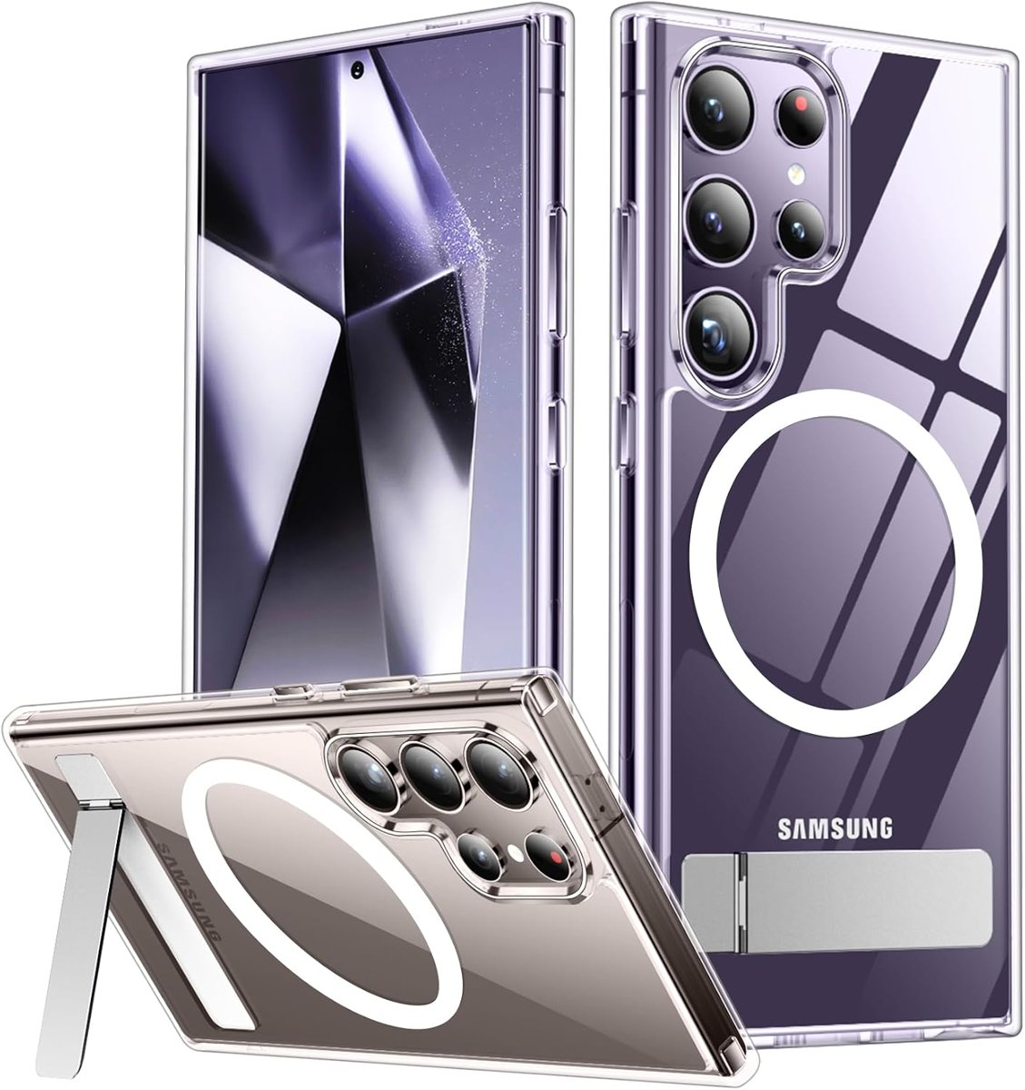 SPIDERCASE Magnetic Kickstand Case for Galaxy S24 Ultra — Clear