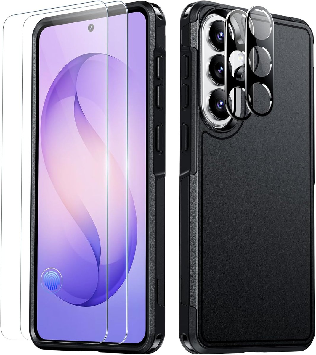 SPIDERCASE Rugged Case for Galaxy S26 Plus with Screen & Lens Protectors — Black
