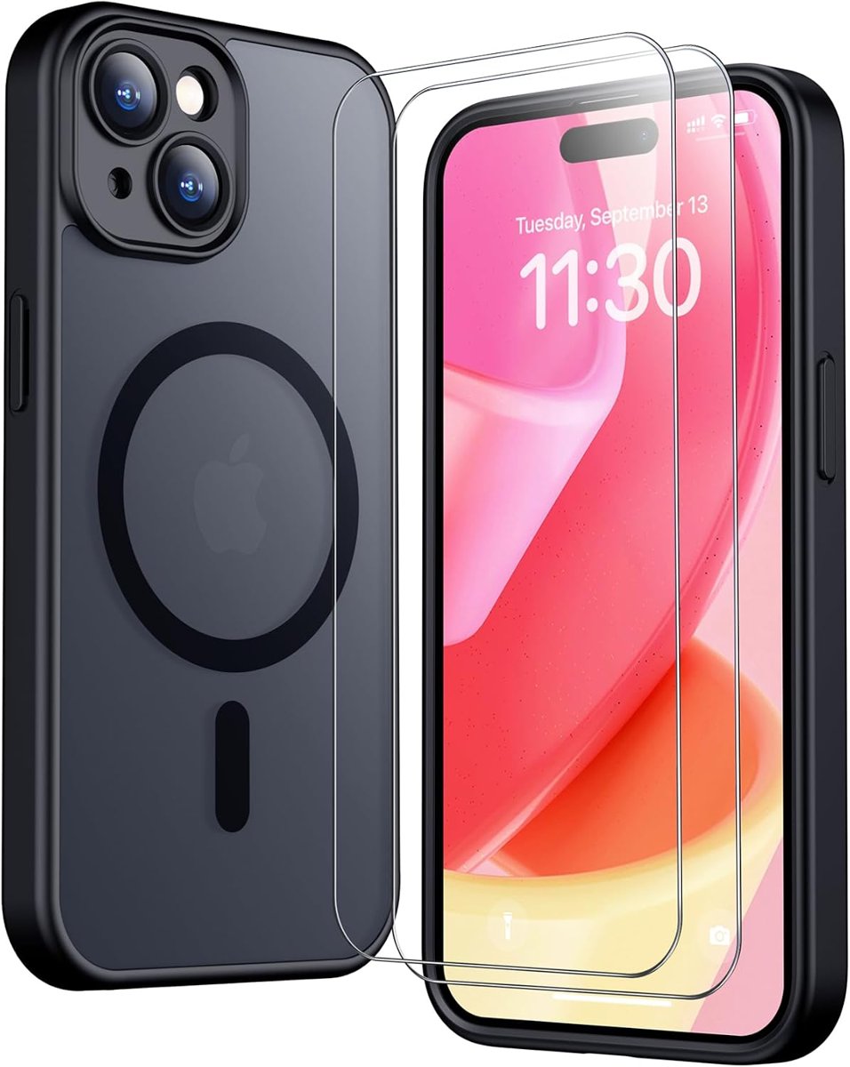 SPIDERCASE Magnetic Translucent Matte Case for iPhone 15 — Black