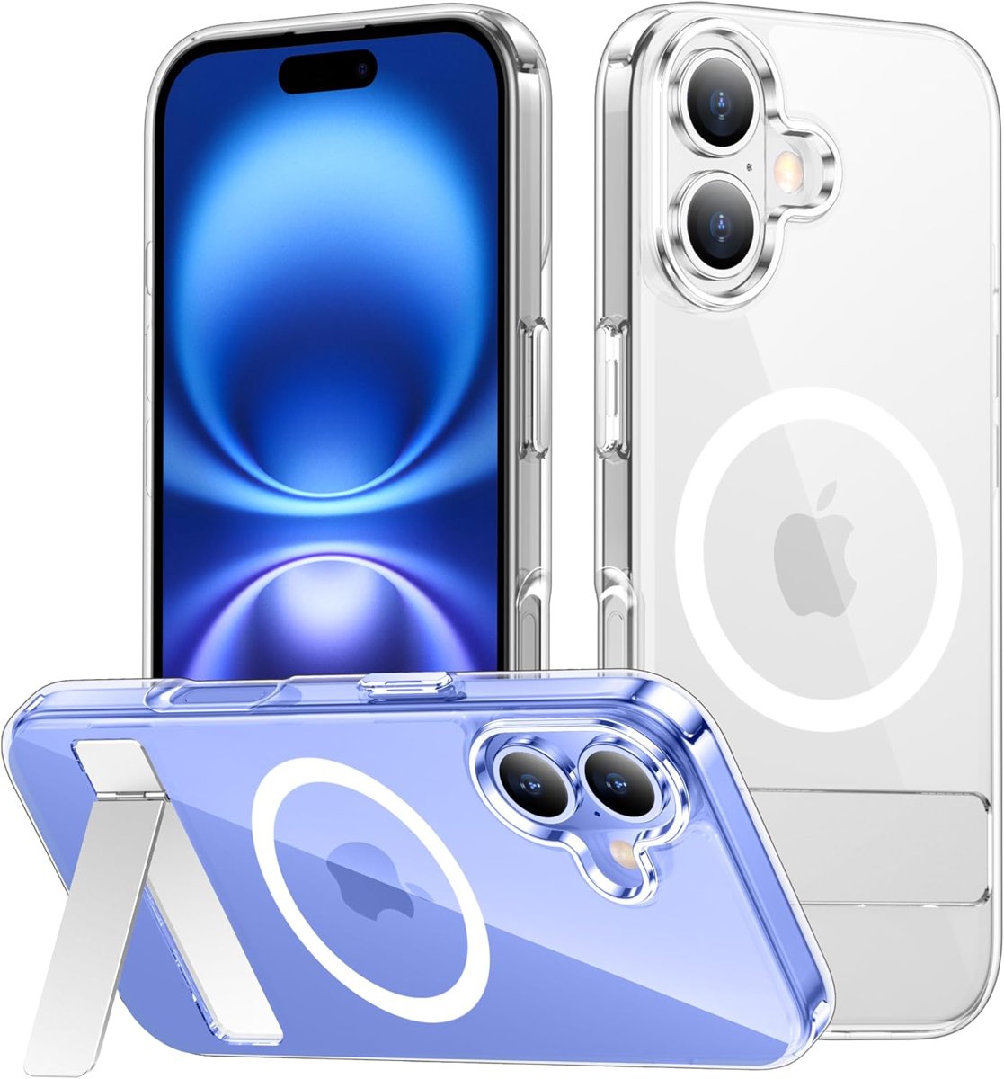 SPIDERCASE Magnetic Kickstand Case for iPhone 16 — Clear