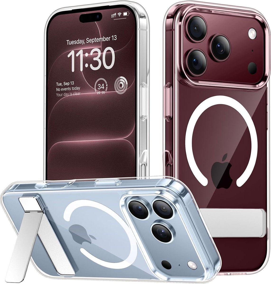 SPIDERCASE Magnetic Kickstand Case for iPhone 18 Pro / 17 Pro — Clear
