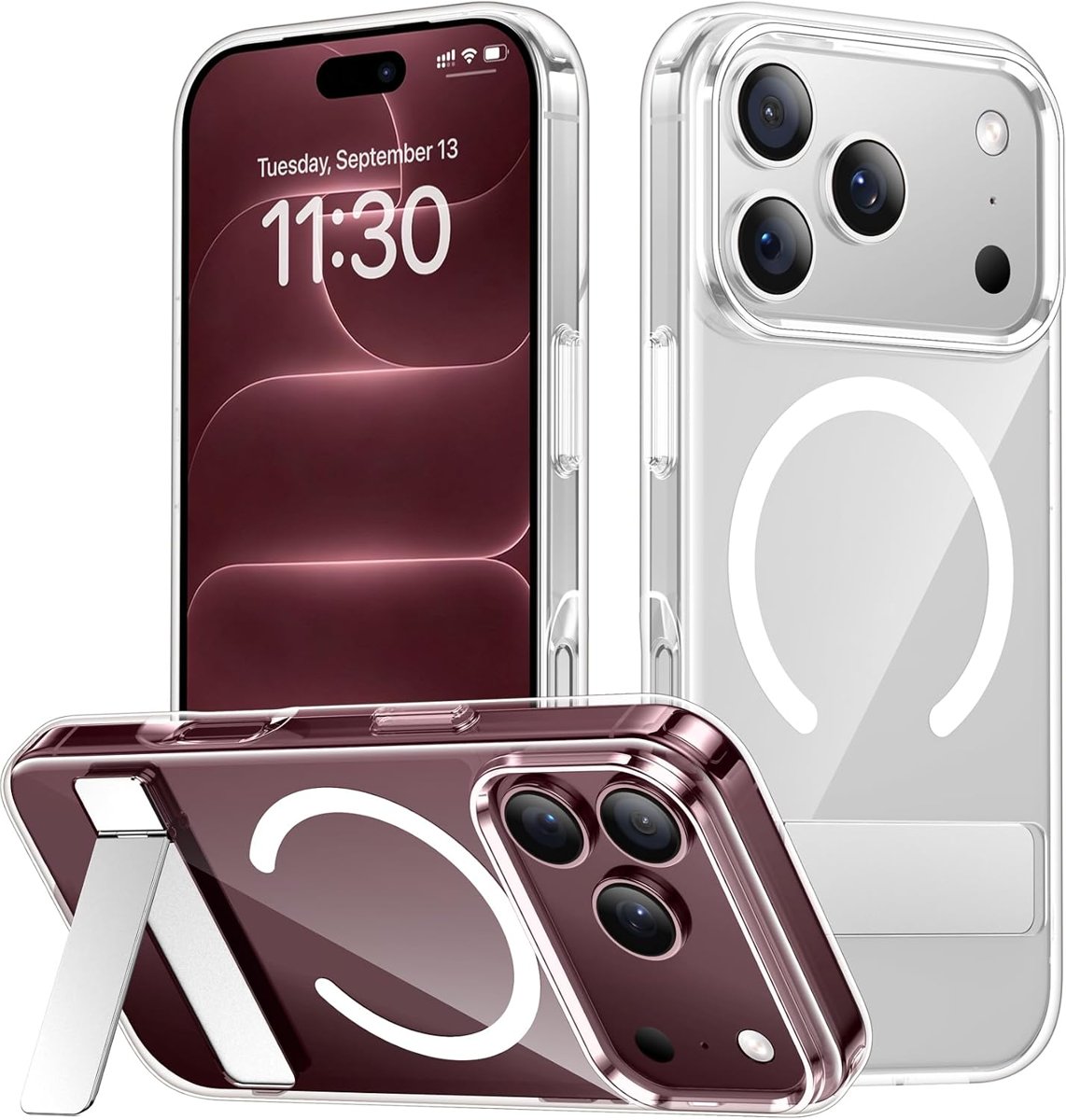 SPIDERCASE Magnetic Kickstand Case for iPhone 18 Pro Max / 17 Pro Max — Clear